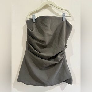 Aritzia Wilfred Olive Green Strapless Draped Top